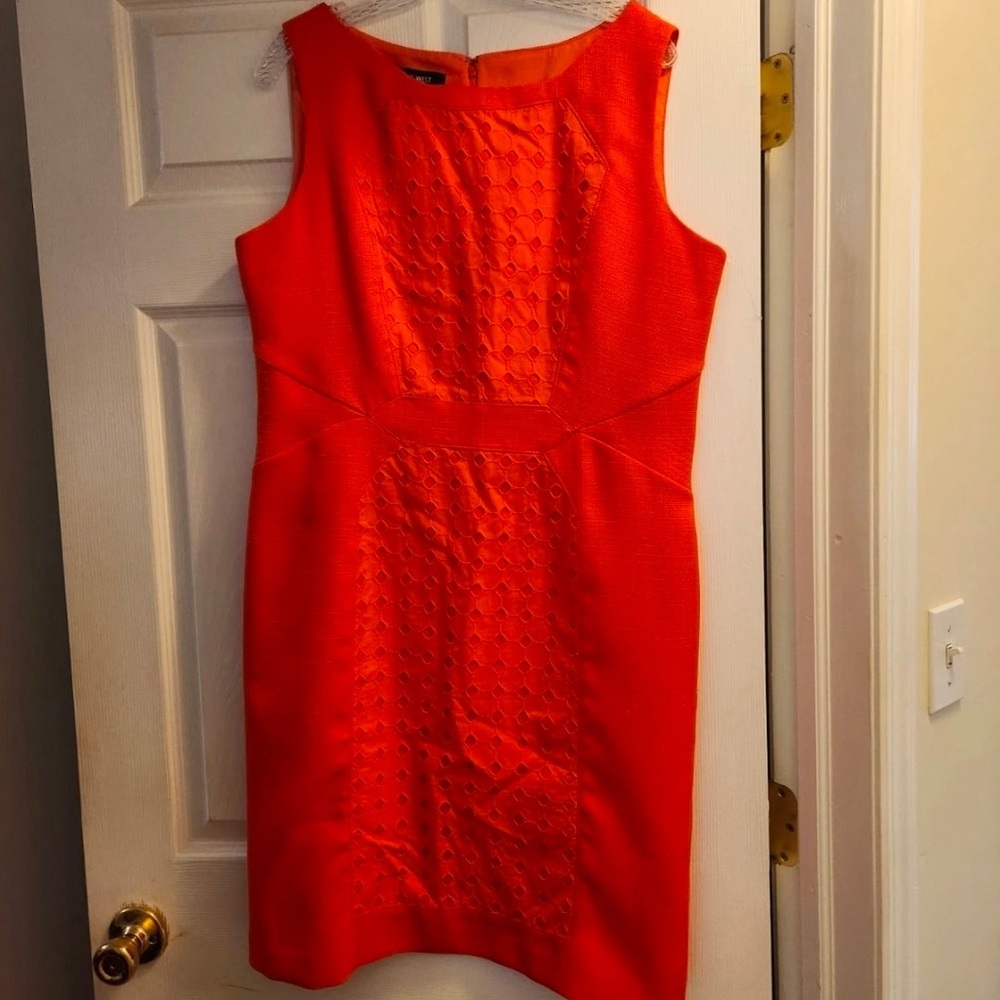 Nine West Orange Sheath Cocktail Dress Size 14 NEW